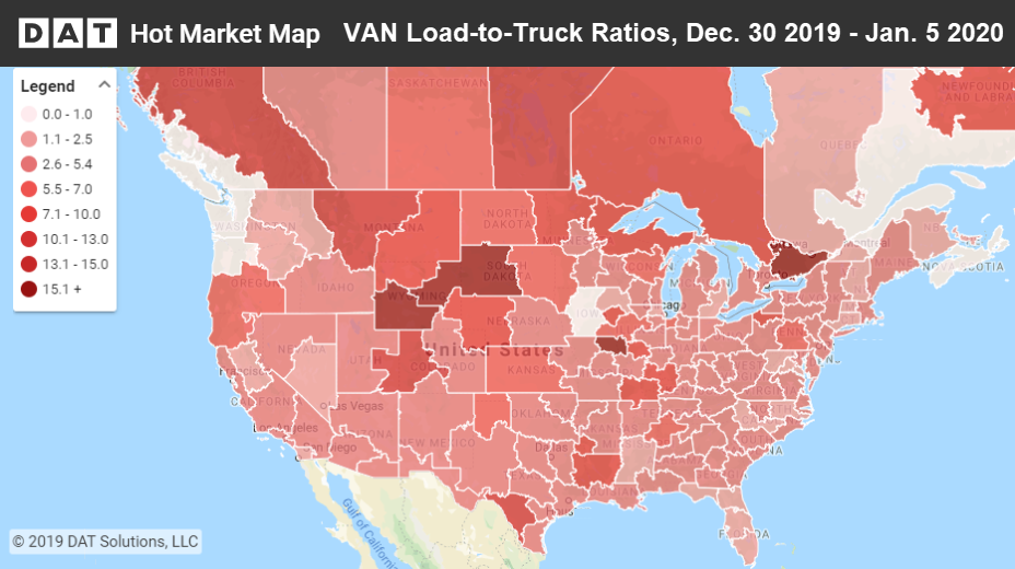 Rates beat all 2019 averages for vans and reefers - DAT
