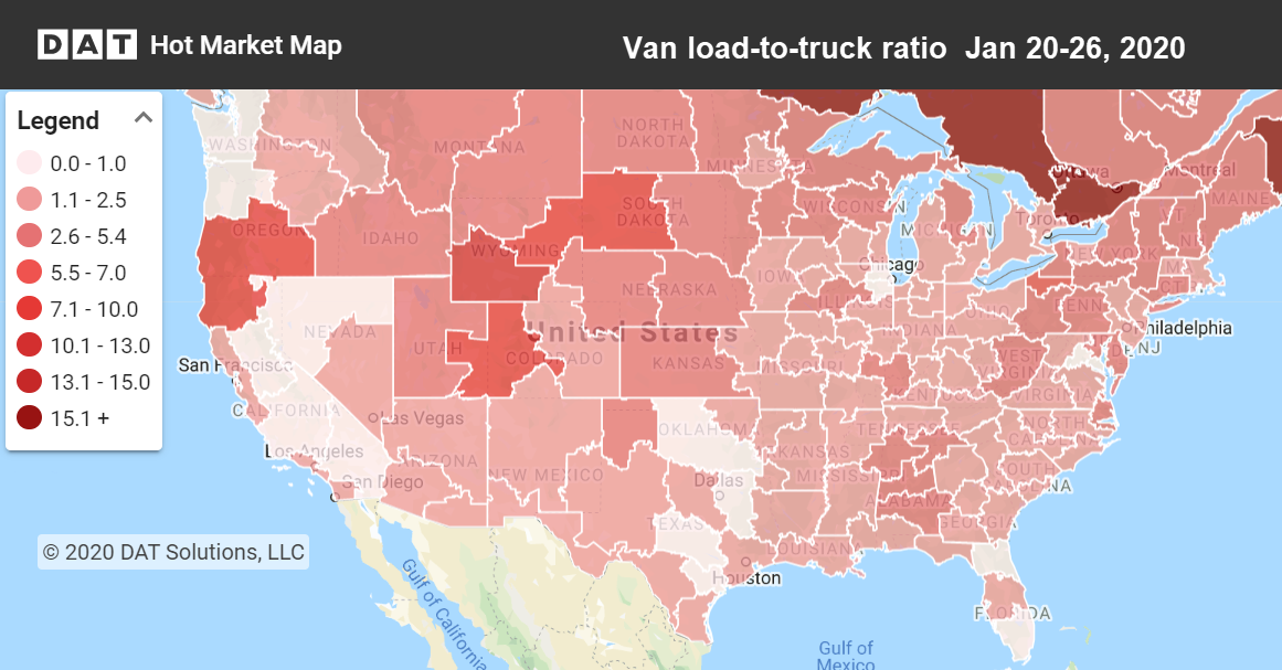 Dat Zip Zone Map Van Rates Drift Lower As Winter Slump Takes Hold - Dat